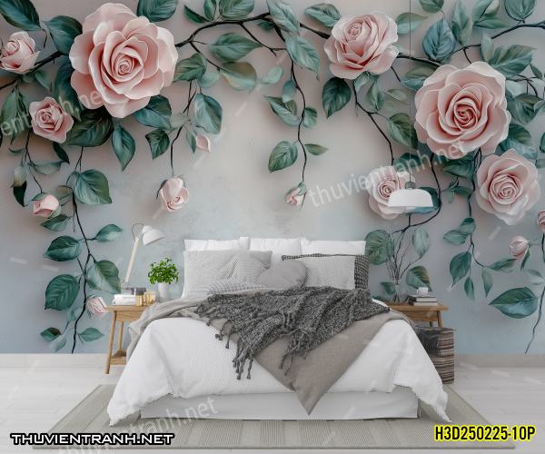 Tranh dán tường Hoa 3D- H3D250225-10P - Tranh tường chất lượng cao